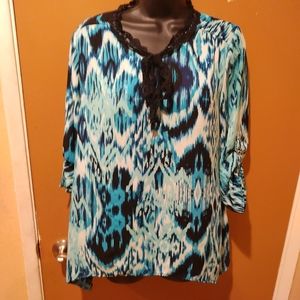 TTL Zac & Rachel Short Sleeve Multi Color Blouse Shirt Size Medium